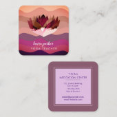 Lotus Paarse Mandala Meditatie Yoga Boho Vierkante Visitekaartje (Voorkant / Achterkant)