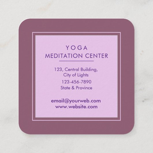 Lotus Paarse Mandala Meditatie Yoga Boho Vierkante Visitekaartje (Achterkant)