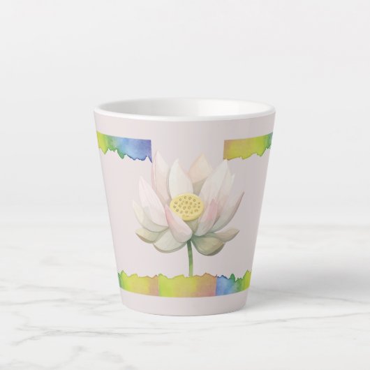 Lotus Pastel Latte Mok – sereen en elegant design (Voorkant)