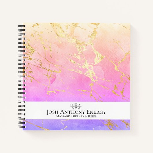 ** Lotus Pastel Roze Peach Universum Goud AP3 Notitieboek (Voorkant)