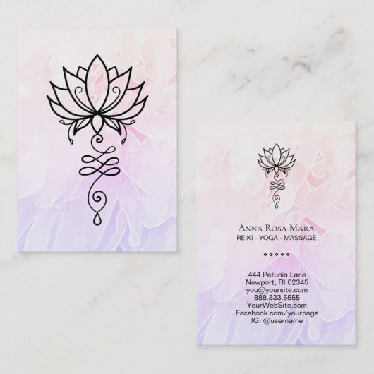 *~* Lotus Peony Nirvana Sacred Geometry Visitekaartje (Voorkant / Achterkant)