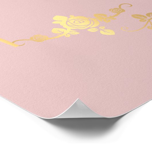 Lotus Pink en Gold Rozen Lijst Weddenschap Welkom Poster (Hoek)