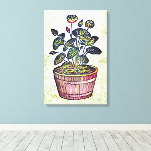 Lotus Plant Canvas Afdruk (Insitu (Houten vloer))