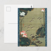 Lotus Pond en visillustratie door Ito Jakuchu Briefkaart (Voorkant / Achterkant)