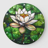 Lotus Pond Glas in lood Grote Klok (Voorkant)