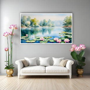 Lotus Pond Waterverf Poster