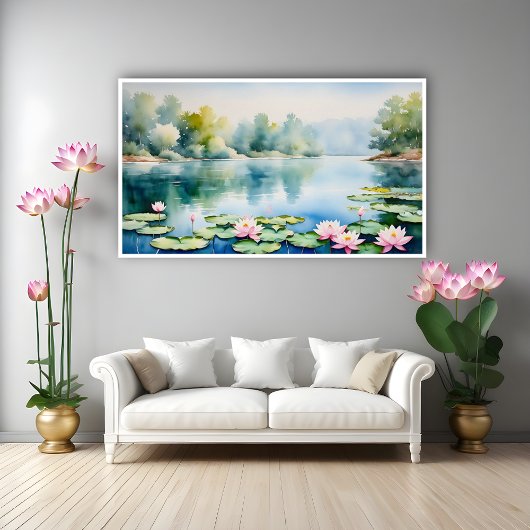 Lotus Pond Waterverf Poster
