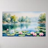 Lotus Pond Waterverf Poster (Voorkant)