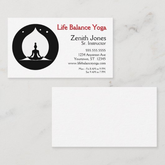Lotus Positie en Vlam Yoga Instructeur Visitekaartje (Voorkant / Achterkant)