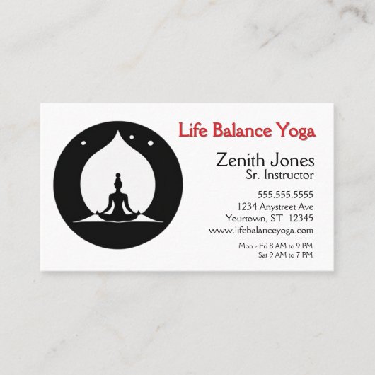 Lotus Positie en Vlam Yoga Instructeur Visitekaartje (Voorkant)