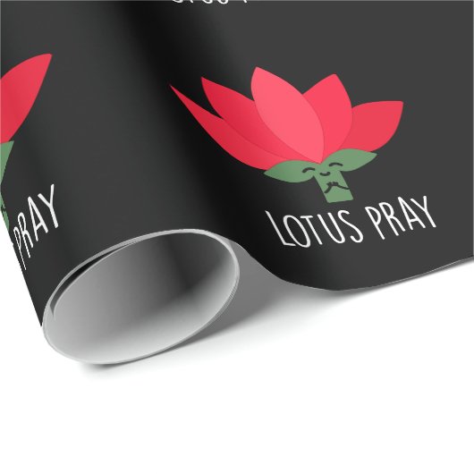 Lotus Pray Funny Plant Pun Dark BG Cadeaupapier (Rol Hoek)