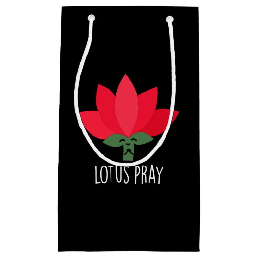 Lotus Pray Funny Plant Pun Dark BG Klein Cadeauzakje (Voorkant)