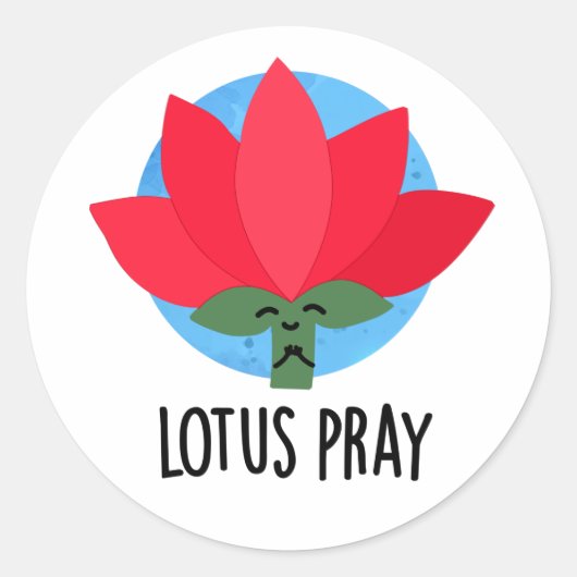 Lotus Pray Funny Plant Pun Ronde Sticker (Voorkant)