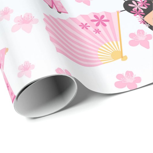 Lotus Princess en Cherry Blossom Flowers Cadeaupapier (Rol Hoek)