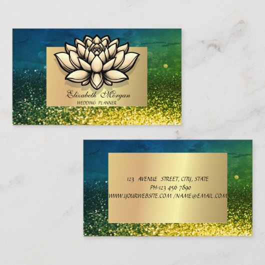 Lotus Professional, Goud Lijst Groene Bokeh Visitekaartje (Voorkant / Achterkant)