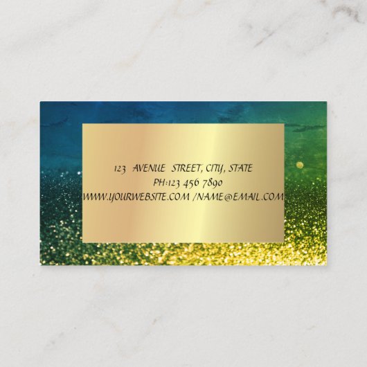 Lotus Professional, Goud Lijst Groene Bokeh Visitekaartje (Achterkant)