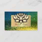 Lotus Professional, Goud Lijst Groene Bokeh Visitekaartje (Voorkant)