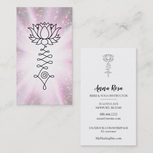 *~* Lotus Rainbow Sparkle Reiki Energy Healing Visitekaartje (Voorkant / Achterkant)