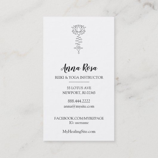 *~* Lotus Rainbow Sparkle Reiki Energy Healing Visitekaartje (Achterkant)