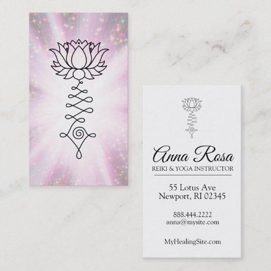*~* Lotus Reiki Energy Healing Sparkle Rays Visitekaartje (Voorkant / Achterkant)