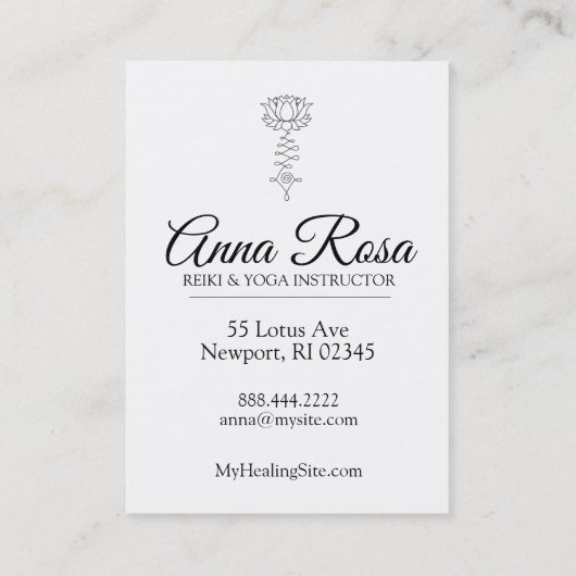 *~* Lotus Reiki Energy Healing Sparkle Rays Visitekaartje (Achterkant)