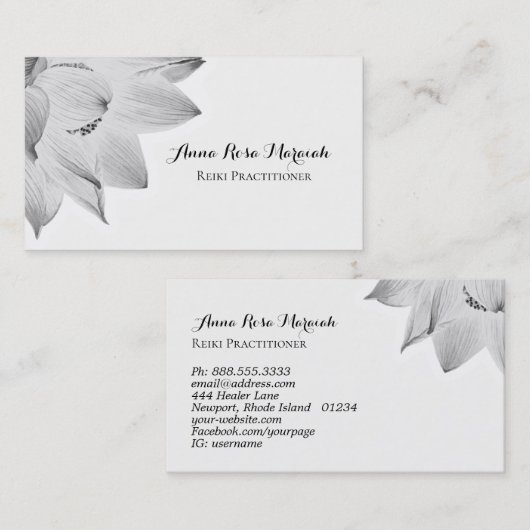 *~* Lotus Reiki Yoga Energy Healer Light Fled Visitekaartje (Voorkant / Achterkant)