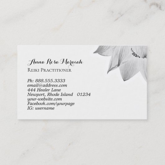 *~* Lotus Reiki Yoga Energy Healer Light Fled Visitekaartje (Achterkant)