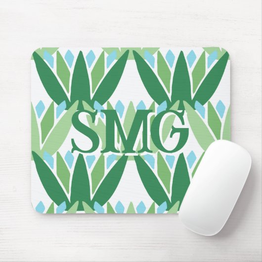 Lotus Ribbon in Green + Aqua Personalized Muismat (Met muis)