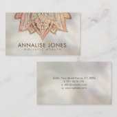 Lotus - Roos kwarts en goud op parels Visitekaartje (Voorkant / Achterkant)