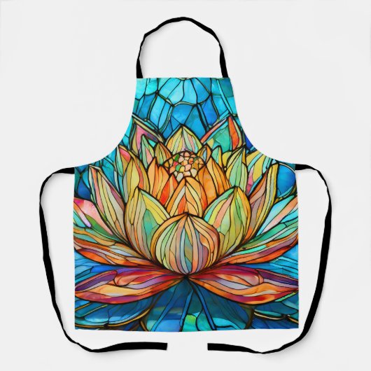 Lotus roze glas in lood schort (Voorkant)