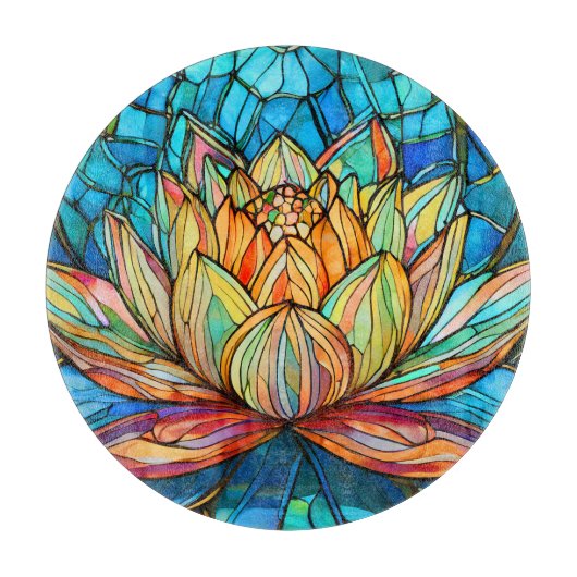 Lotus roze glas in lood snijplank (Voorkant)