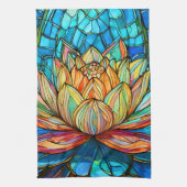 Lotus roze glas in lood theedoek (Verticaal)