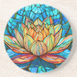 Lotus roze glas in lood zandsteen onderzetter