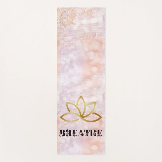 Lotus Roze Marmer Typografie Glitter Elegant Yogamat (Voorkant)