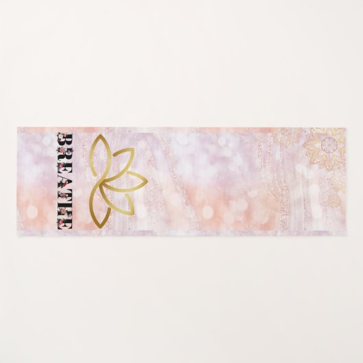 Lotus Roze Marmer Typografie Glitter Elegant Yogamat (Voorkant (horizontaal))