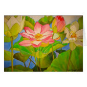 Lotus roze, waterlly waterverf kunst schilderij (Voorkant Horizontaal)