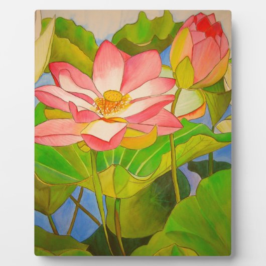 Lotus roze, waterlly waterverf kunst schilderij fotoplaat (Voorkant)