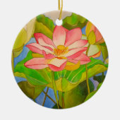 Lotus roze, waterlly waterverf kunst schilderij keramisch ornament (Voorkant)