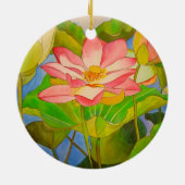 Lotus roze, waterlly waterverf kunst schilderij keramisch ornament (Achterkant)