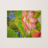 Lotus roze, waterlly waterverf kunst schilderij legpuzzel (Horizontaal)