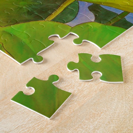 Lotus roze, waterlly waterverf kunst schilderij legpuzzel (Zijkant)