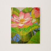 Lotus roze, waterlly waterverf kunst schilderij legpuzzel (Verticaal)