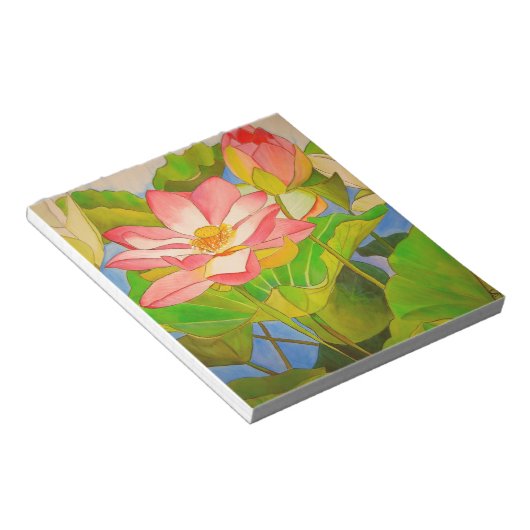 Lotus roze, waterlly waterverf kunst schilderij notitieblok (Schuin)