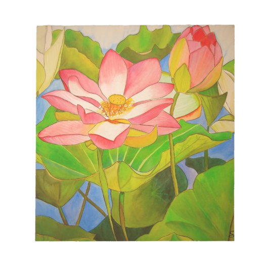 Lotus roze, waterlly waterverf kunst schilderij notitieblok (Voorkant)