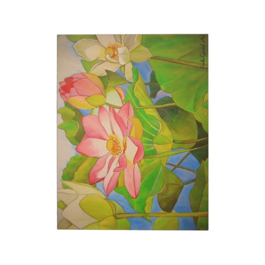 Lotus roze, waterlly waterverf kunst schilderij notitieblok (Linkerzijde)