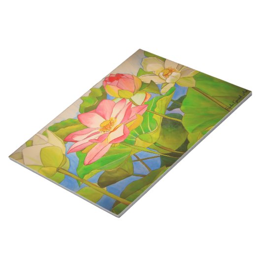 Lotus roze, waterlly waterverf kunst schilderij notitieblok (Schuin)