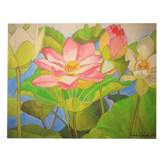 Lotus roze, waterlly waterverf kunst schilderij notitieblok (Voorkant)