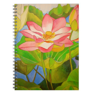 Lotus roze, waterlly waterverf kunst schilderij notitieboek