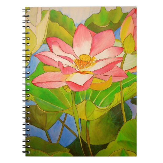 Lotus roze, waterlly waterverf kunst schilderij notitieboek (Voorkant)