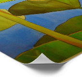 Lotus roze, waterlly waterverf kunst schilderij poster (Hoek)